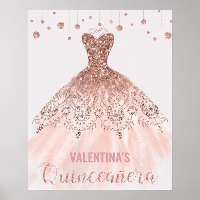 Affiche Robe Rose Gold Quinceañera 15e Anniversaire de Nai (Devant)