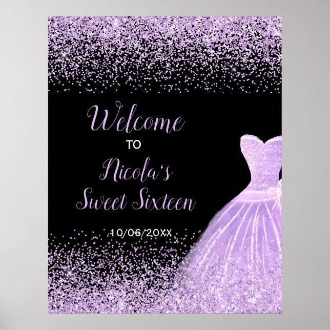 Affiche Robe Violet Clair Faux Paillettes Bienvenue Sweet  (Devant)