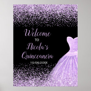 Affiche Robe Violette Fausse Brillante Quinceanera de Bien
