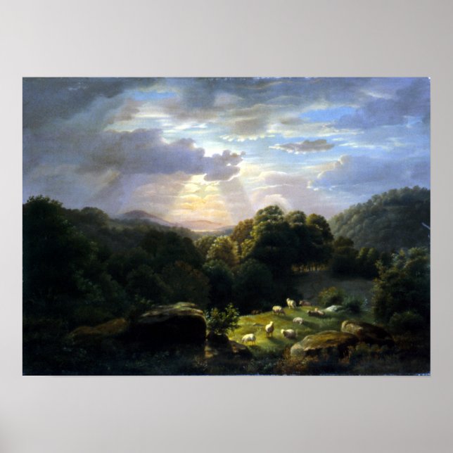 Affiche Robert S. Duncanson Paysage avec mouton (Devant)