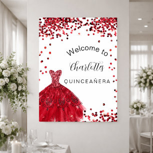 Affiche Robes à paillettes rouges et blanches pour Quincea