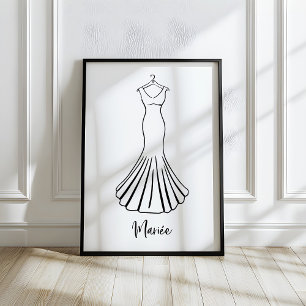 Affiche Robes de Mariée Françaises Dessinées à la Main ave