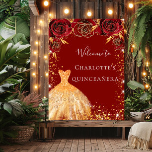 Affiche Robes rouges et dorées de Quinceanera, enseigne de