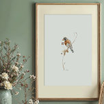 Affiche Robin américain classique aquarelle avec baies<br><div class="desc">Adorez votre espace de vie avec cette charmante aquarelle illustrée d'un Robin américain bien-aimé, souvent affectueusement appelé Robin Redsein ou scientifiquement connu sous le nom de Turdus migratorius. Cette belle illustration capture la posture familière de l'oiseau et le plumage vibrant, rendu avec les coups de pinceau fluides et les lavages...</div>
