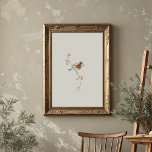 Affiche Robin américain classique aquarelle avec baies<br><div class="desc">Adorez votre espace de vie avec cette charmante aquarelle illustrée d'un Robin américain bien-aimé, souvent affectueusement appelé Robin Redsein ou scientifiquement connu sous le nom de Turdus migratorius. Cette belle illustration capture la posture familière de l'oiseau et le plumage vibrant, rendu avec les coups de pinceau fluides et les lavages...</div>