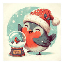 Robin mignon Avec Snowglobe Kids Room Wall Art