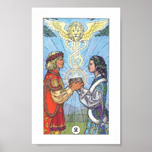 Affiche Robin Tarot en bois - 2 tasses