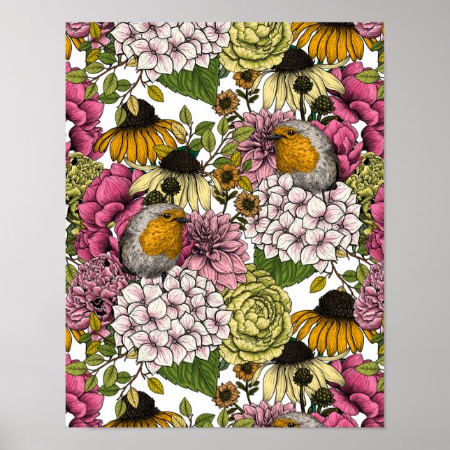 Affiche Robins dans le jardin (Devant)