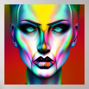 Affiche Robot Androgyne Coloré Froid et Flippant 