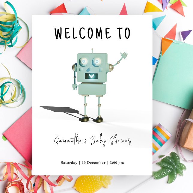 Affiche Robot Boy Welcome Baby Douche (Créateur téléchargé)