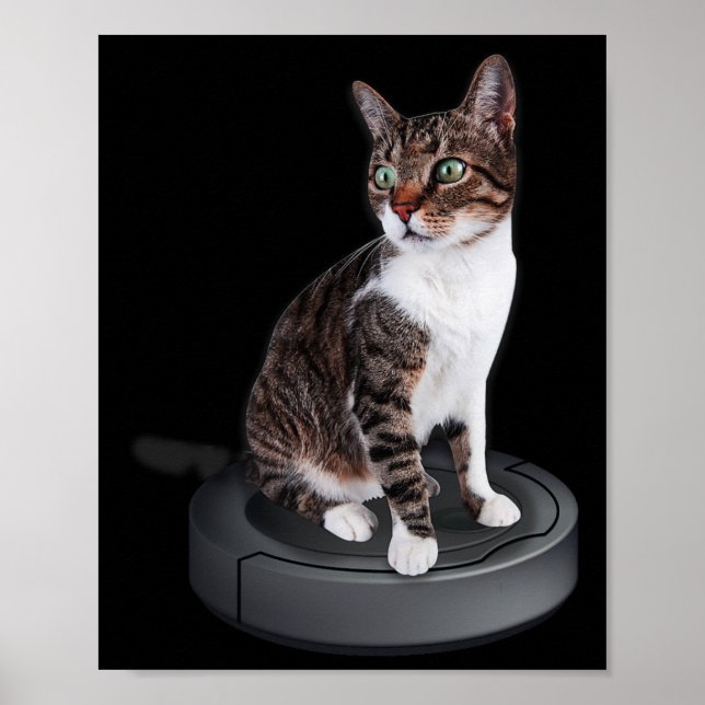 Affiche Robot Cat Vacuum Cleaner Feline Animal Cute Cat (Devant)