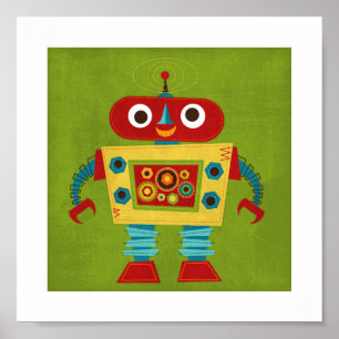 Affiche Robot colorée Retro Imprimer
