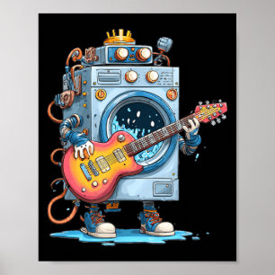 Affiche Robot de machine à laver drôle avec costume de gui