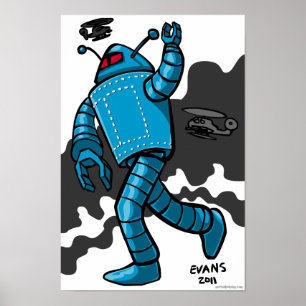 Affiche Robot de saccage bleu