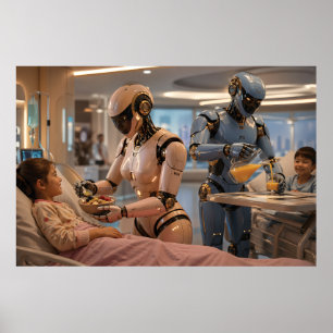 Affiche Robot de soins futuriste à intelligence artificiel