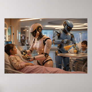 Affiche Robot de soins futuriste à intelligence artificiel