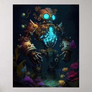 Affiche Robot et Fleurs