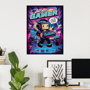 Affiche Robot Gamer Retro