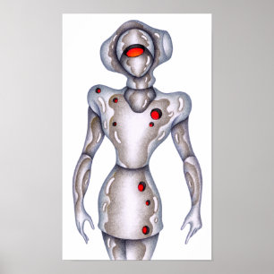 Affiche Robot humanoïde de style rétro.