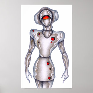 Affiche Robot humanoïde de style rétro.