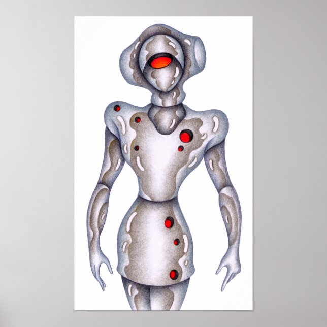 Affiche Robot humanoïde de style rétro. (Devant)