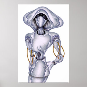 Affiche Robot humanoïde de style rétro.