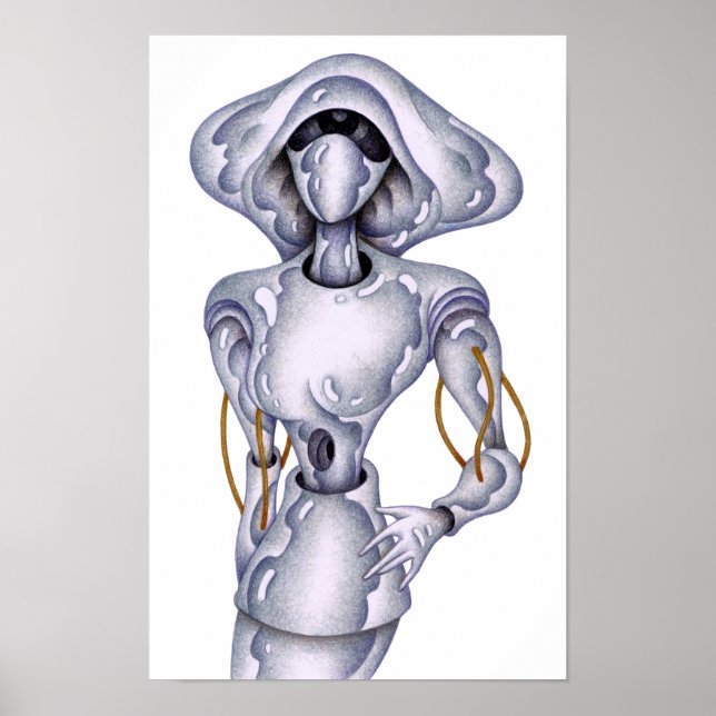 Affiche Robot humanoïde de style rétro. (Devant)