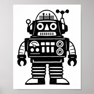 Affiche Robot Inspiré du Milieu du Siècle Rétro