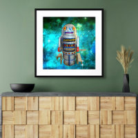 robot jouet en métal vintage en galaxie bleue joli