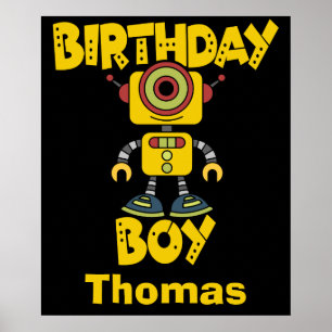 Affiche Robot personnalisé Anniversaire Garçon