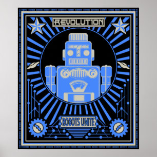 Affiche Robot Revolt Blue
