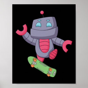 Affiche Robot Skateboard Skateur Fingerboard Skate