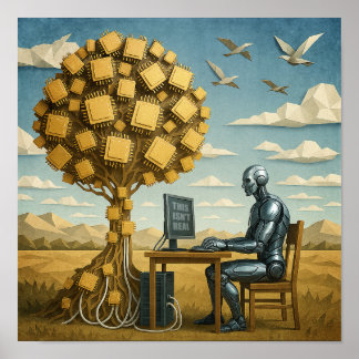 Affiche Robot sous l'arbre de processeur