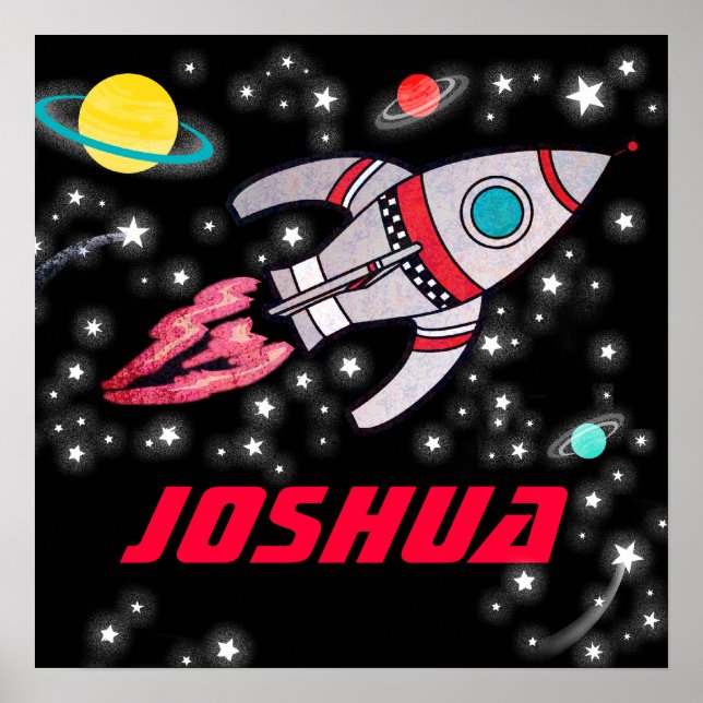 Affiche Robot spatial personnalisées garçons noir rouge po (Devant)