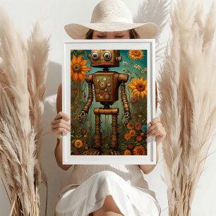 Affiche Robot Whimsical Garden   ART NUMÉRIQUE