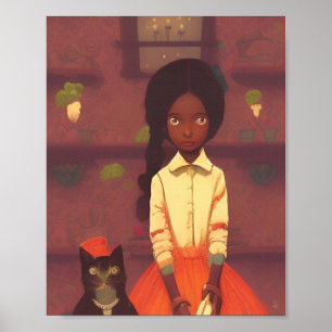 Affiche Robots Brown pour filles et chats jupe orange