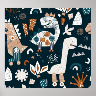 Affiche Robots dinosaures, patte pour enfants ludique et s