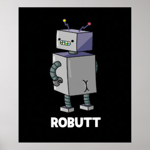 Affiche Robutt Funny Robot Pun Dark BG