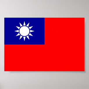 Affiche ROC Taïwan - Drapeau taïwanais - 中華民國國旗 - Ciel ble