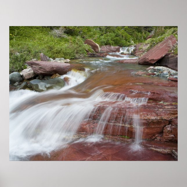 Affiche Roche rouge dans le ruisseau Baring dans le Glacie (Devant)