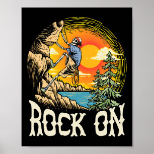 Affiche Roche Sur Squelette Grimpeur De Roche Vintage Esca