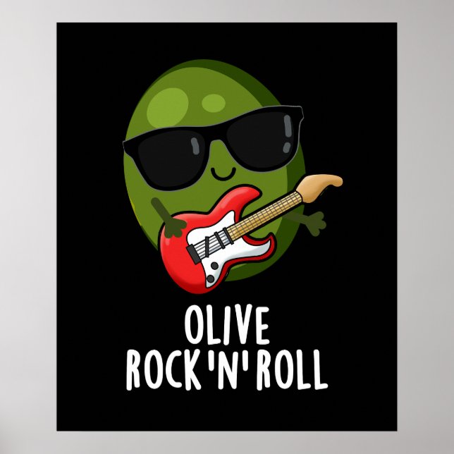 Affiche Rocher D'Olive Et Rouleau Funny Rocker Pun D'Olive (Devant)