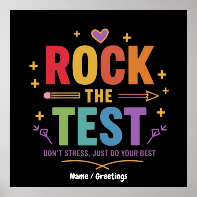Affiche Rocher le test Ne pas stresser drôle Motivationnel (Devant)