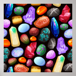 Affiche Rocher réaliste coloré et Motif cristal