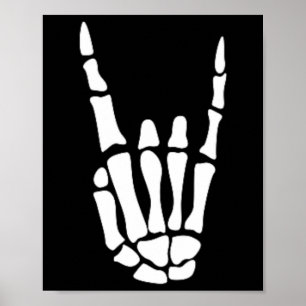 Affiche Rocher sur squelette Signe main - Hallowee minimal