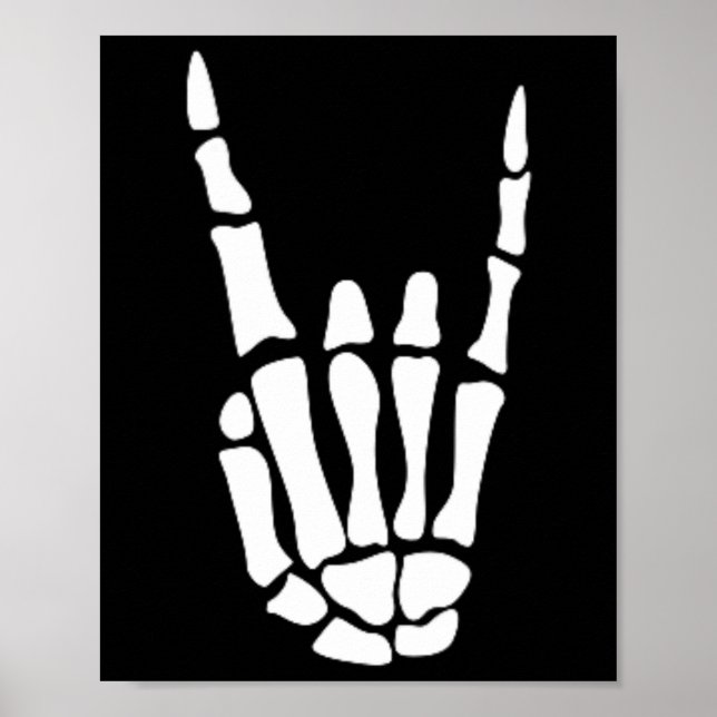Affiche Rocher sur squelette Signe main - Hallowee minimal (Devant)