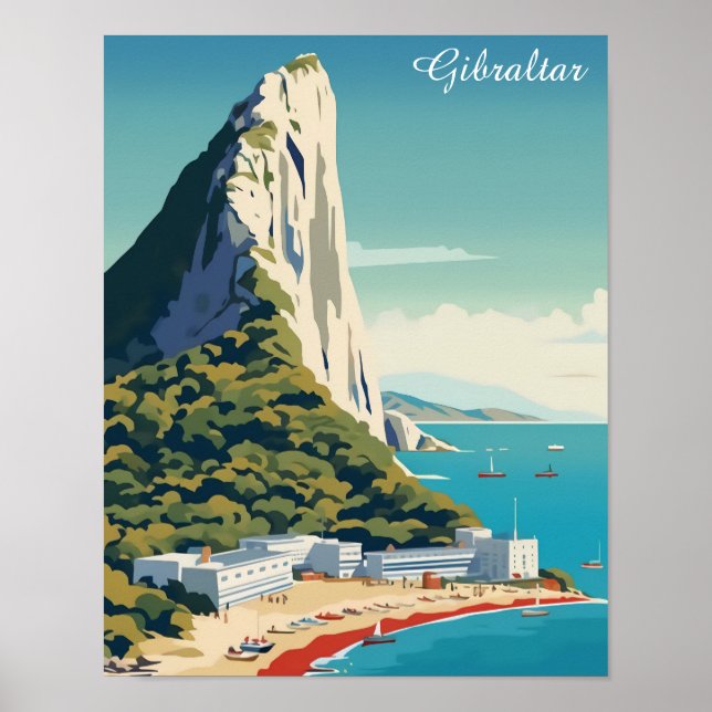 Affiche Rocher vintage de Gibraltar Travel Art (Devant)