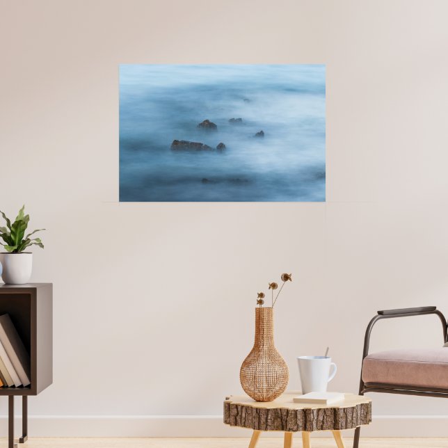 Affiche Rochers dans la mer avec un long temps de pose ble (Salon 3)
