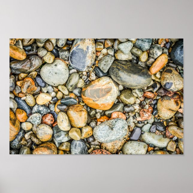 Affiche Rochers et galets sur une plage dans le Maine Arch (Devant)
