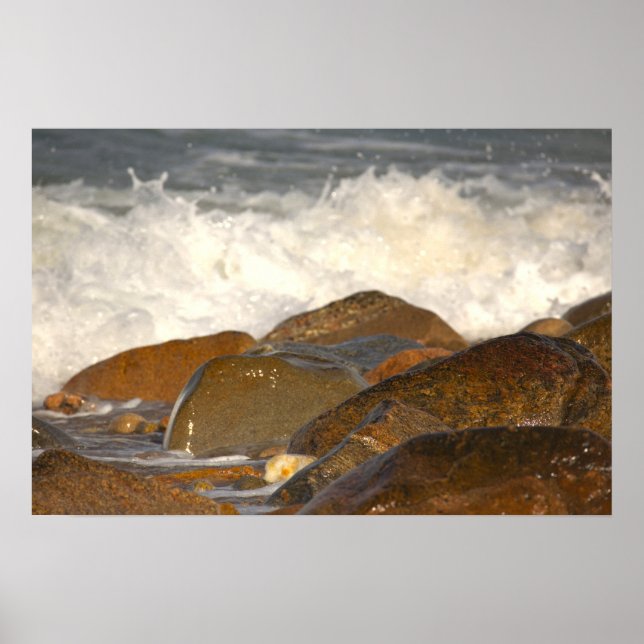 Affiche Rochers et Vagues dans le Rhode Island (Devant)